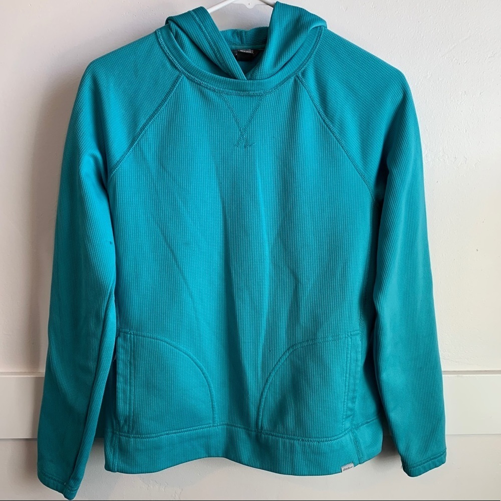 Eddie Bauer Turquoise Waffle Knit Pullover Hoodie